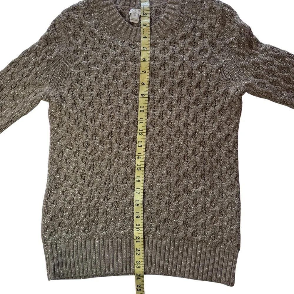 J. Crew Cable Knit XS Crew Neck Sweater in Tan and Metallic Gold